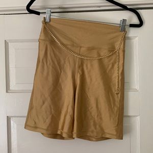 Gold bike shorts with belt